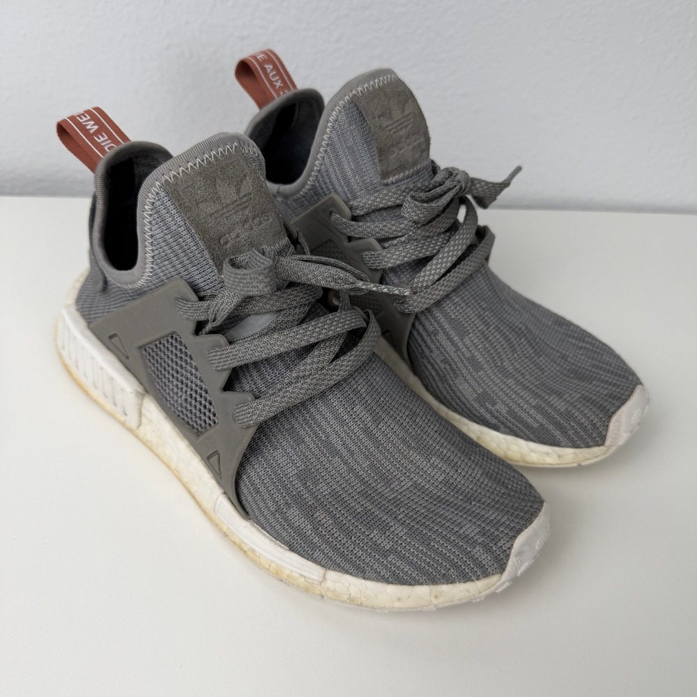 Adidas NMD XR1 Primeknit Womens 6.5 Gray Boost Reflective Laces Sneakers BB3686